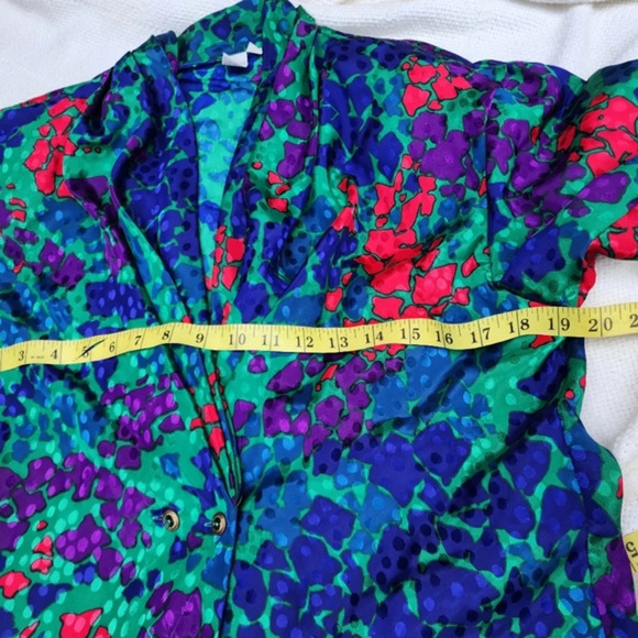 1980s Abstract Floral RlDrape Blouse S/M - Picture 8 of 10